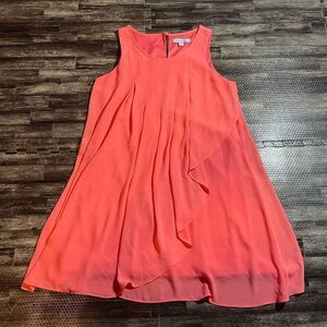 She + Sky Women's Coral Sleeveless Faux Wrap Flowy Dress